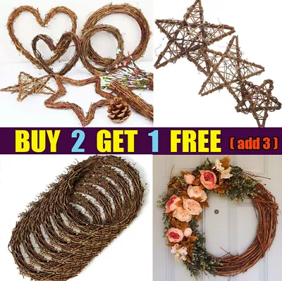 Natural Vine Garland Star Ring Rattan Christmas Xmas Wreath Door Wall DIY Decor • $9.29