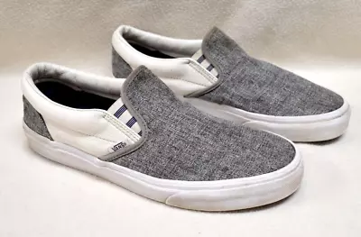 Vans Classic Slip On Varsity Frost Grey/Blanc Unisex Skate Shoes Size US M9 W10 • $40