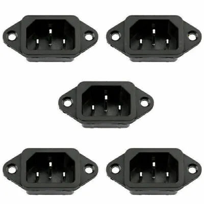 5X IEC320 C14 3 Pin Screw Mount Male Power Socket 10A 250V For Boat DIY AC-04 P1 • $10.79