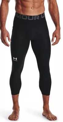 NWT Under Armour Mens HeatGear Armour 3/4 Leggings Pants Black/ Pitch Gray Small • $25