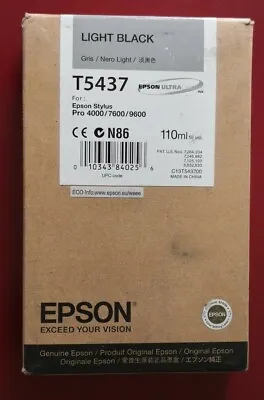 06/2010 Epson Genuine 110ml Ink T5437 Light Black Stylus 4000/7600/9600 • $48.89