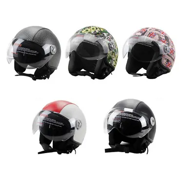 Vintage Motorcycle Helmet Open Face Leather Scooter Helmet Jet Helmet With Visor • $79.99