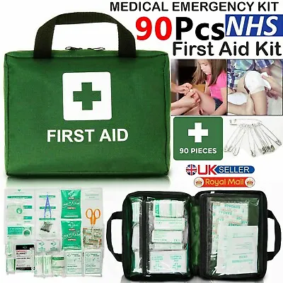 90 Piece First Aid Kit Bag Medical Emergency Kit. Travel Home Car Taxi Workplace • £8.99