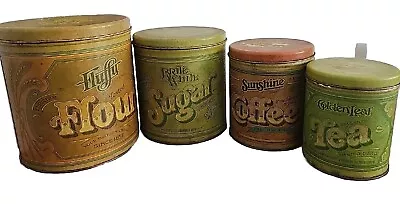 Vintage  Ballonoff Canister Set Flour Tea Sugar Coffee Nesting Tins • $32