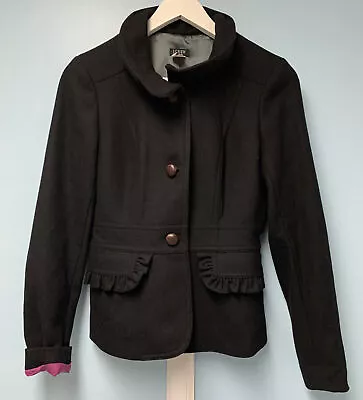 J. CREW Women’s Size 2 Black 80% Wool Crop Ruffle Jacket Blazer • $30.40