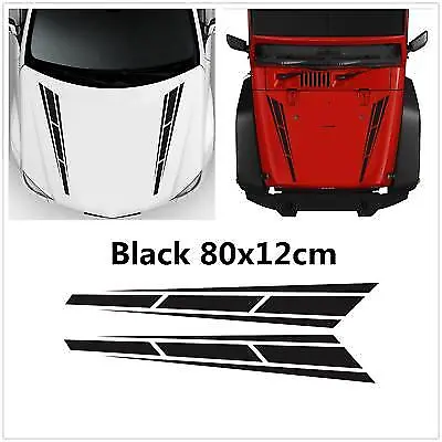 Racing Sports Stripes Vinyl Graphics Decals Stickers 2X Car Auto Hood Black 80cm • $12.19