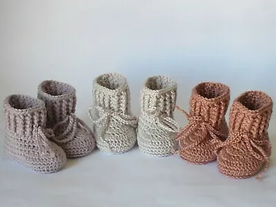 Handmade Baby Knitted Crochet Booties Shoes / Newborn-3 Months • $8.95