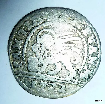 Antique 1722 Venice Italy Silver Denar Lion & San Marco Coin • $65