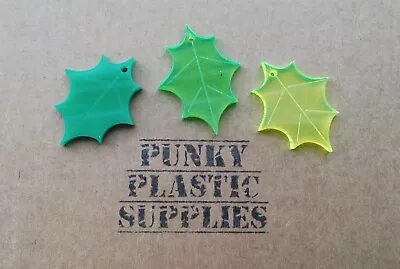 5x Holly Leaf  Laser Cut Acrylic Charms/pendants/ Cabochons/ Jewellery  • £2