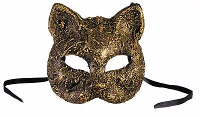 Antique Gold Kitty Cat Half Mask Venetian Masquerade Costume Accessory • $6.95