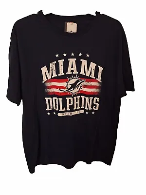 NWT Miami Dolphins Fanatics Branded AMERICANA LOGO COTTON T-Shirt NAVY LG $30+ • $12.99