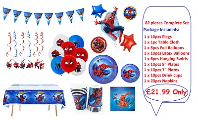 $4.75 • Buy Spiderman Theme Decoration Balloons Table Cloth Complete Set Kids Birthday Party