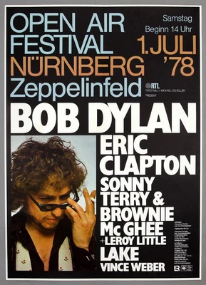 $199.99 • Buy BOB DYLAN Eric Clapton – Rare Vintage Original Nuremberg 1978 Concert Poster