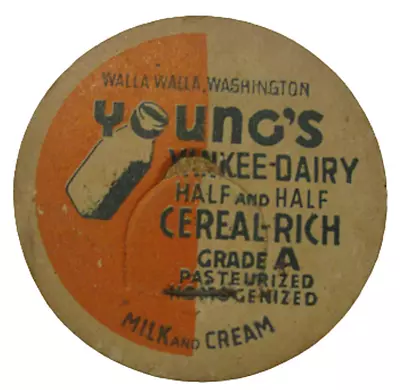 Vintage Milk Bottle Top Young's Yankee Dairy Walla Walla Washington Ephemera • $8.49