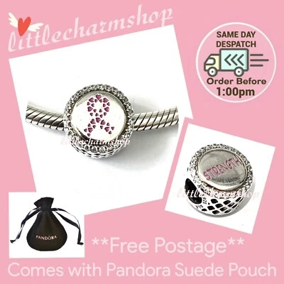 $63.20 • Buy NEW Authentic PANDORA Breast Cancer Ribbon Of Strength Charm - ENG792016CZ_29