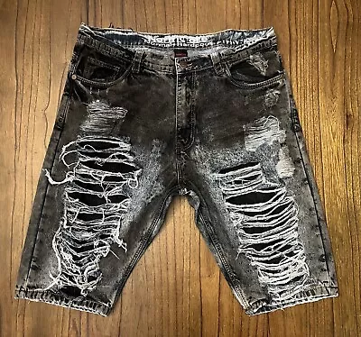 Designer Shorts - Distressed Style - Men Denim Jean Shorts -  Size 38 • $15.95