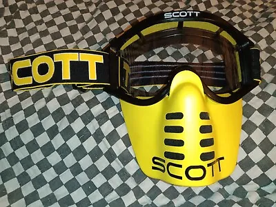  Vintage SCOTT USA 89 Goggles  Mask  Motocross Mx Black/ Yellow   Guard U.S.  • $450