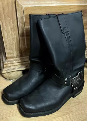 Mens Milwaukee Classic Motorcycle Harness Boot Black Leather Zip Sz 12D • $65