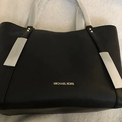 Michael Kors Arlo Large Grab Bag Shoulder Tote Mk Black Leather Gold~2 Bags In 1 • $400