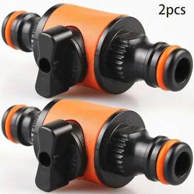 2X Garden Hose In Line Tap Shut Off Valve Pipe Adapter With Quick Switch UK • £5.79