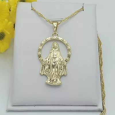 14K Gold Plated The Miraculous Medal Necklace Our Lady Of Grace La Milagrosa • $13.50