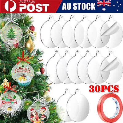 Christmas Clear Baubles Acrylic Tree Round Hanging Ornament Xmas DIY Craft DecCZ • $17.99