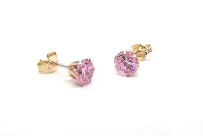 9ct Gold 5mm PINK TOPAZ Studs Earrings Mum's Ladies Girls Bday GIFT BOX Solid 9k • £18.50