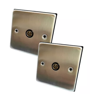 2 X TV Aerial Socket Wall Plate Female Insert TV Cable Coax Points Single Gang • £9.99