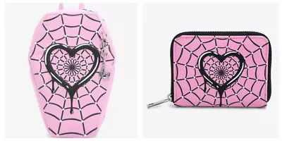 Monster High Draculaura Pink Coffin Spider Web Heart Mini Backpack & Wallet Set • $99.99