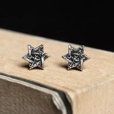 Men Women Sterling Silver Eye Of Horus Star Of David Stud Earrings A4151 • $13.99