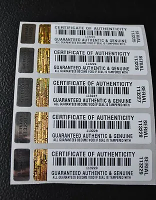 £73.95 • Buy COA Certificate Authenticity Security Labels VOID X 1000 + Serials +side Label
