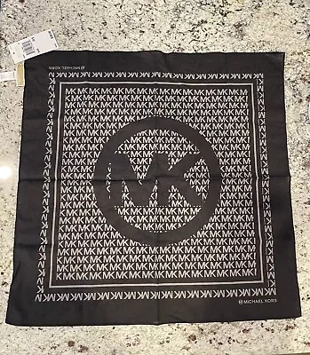 NEW Michael Kors Women’s MK Logo Bandana One Size 20.5” X 20.5” Black Cotton • $23.32