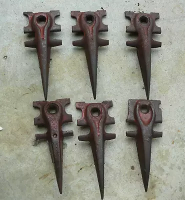 Vintage Farmhouse Lot Of 6 Allis Chalmers 7   Sickle Mower Iron Teeth Heads • $12.95