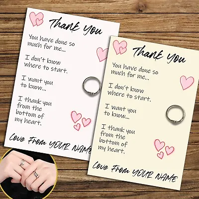 Personalised Thank You Hug Ring Send A Hug From Me To You Adjustable Ring Gift • £6.49
