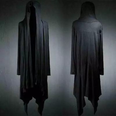 Mens Casual Gothic Loose Cloak Coat Hooded Punk Cardigan Dark Cape Long Jacket • $40.45