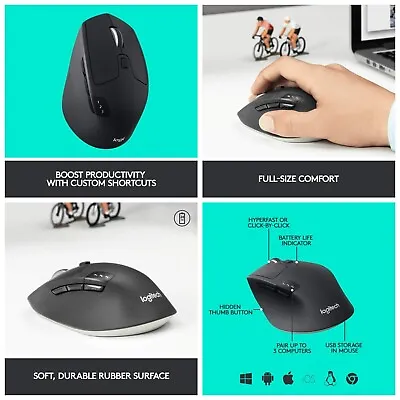 Logitech M720 TRIATHLON Wireless Mouse Multi Device Bluetooth And USB Unifying • £39.95