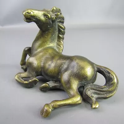 Vintage Brass Horse Figure 4  Resting Laying Down Sitting Metal Figurine • $21.41