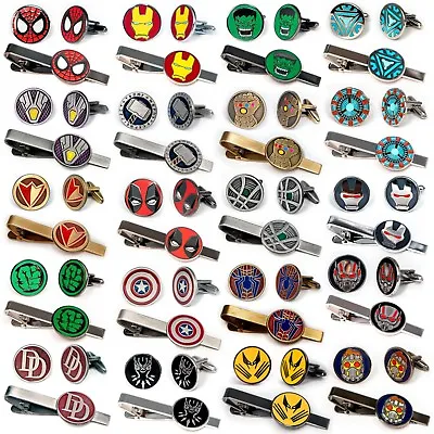 Avengers Cufflinks Marvel Tie Clip Tack Cuff Links Iron Man Thor Hulk Groomsman • $19.95