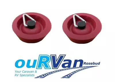 2 X Caravan Sink Plug 25mm Small Red Rubber With Chain Hook CAMEC 006064 • $9.55