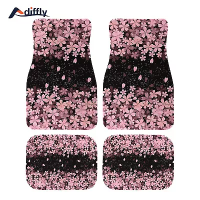 4pcs Pink Sakura Cherry Flowers Print Car Floor Mats Full Set Anti Slip Rugs Car • $33.98