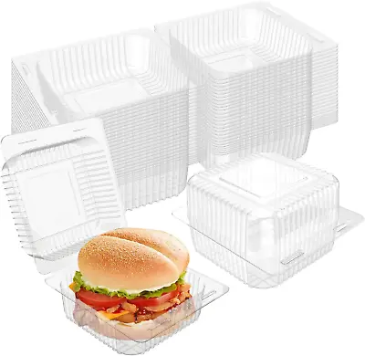 $23.66 • Buy 120 Pcs Clear Plastic Hinged Take Out Containers Disposable Clamshell Food Cake