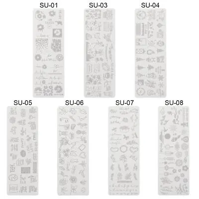 Art Stamp Stencils Letters Leaf Flowers Nail Templates Abstract Stamping Plates • £2.84