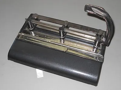 Paper Punch Master Products Mfg 3 Hole Series 25 VTG Office Black Metal USA MCM • $17.09