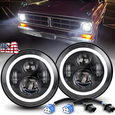 2pc 7  Round LED Headlight HI/LO Sealed Beam For Chevrolet Truck 3100 Camaro C10 • $41.29