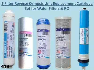 £28.49 • Buy 5 Filter Replacement Cartridge Set For RO Reverse Osmosis Water Filter Units 475