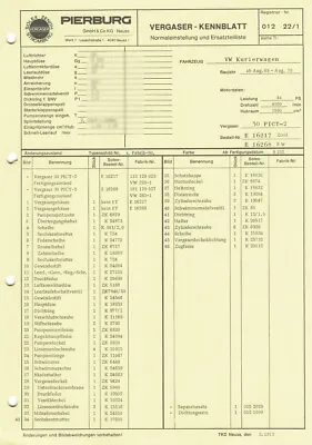 Datasheet / Settings / Spare Parts Solex 30 PICT-2 Carburetor / VW Courier Car • $7.47