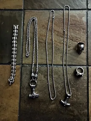 Mens Biker Viking Axe Pendant Bracelet Rings  Jewelry Men Stainless Steel • $39.95