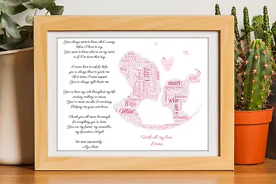 Personalised Daughter Mum Poem Mothers Day Birthday Christmas Gift Word Art A4 • £9.70