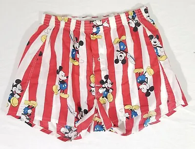 Vtg Hanes  It's A Boxer  Men Medium MICKEY MOUSE DISNEY Red Striped Shorts Brief • $19.88