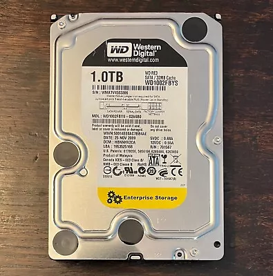 Tested - Western Digital Enterprise Storage 1TB SATA 32MB Cache - WD1002FBYS • $22